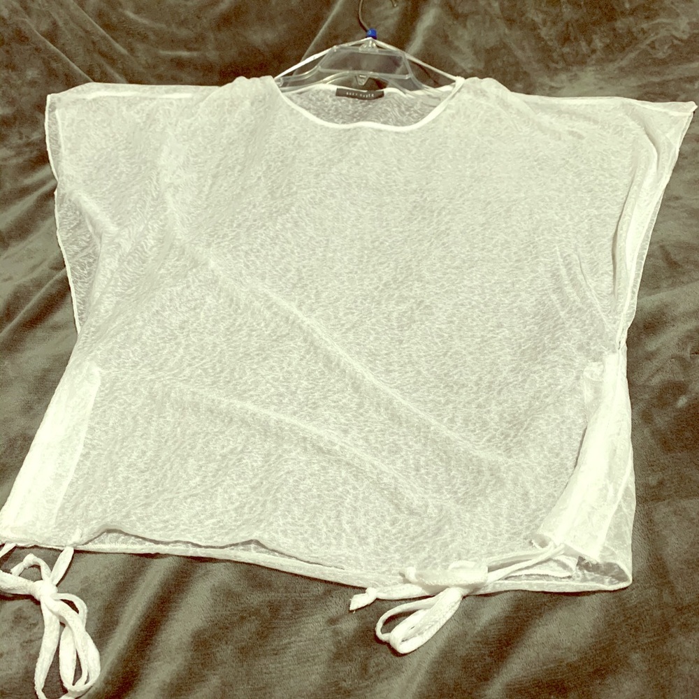 White transparent blouse suzy shier brand small